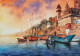 Peacefull  Varanasi Morning (ART-16222-106452) - Handpainted Art Painting - 13in X 10in