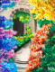 Flowers In Alley (PRT-16330-106533) - Canvas Art Print - 14in X 18in