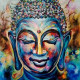Buddha Painting In Multicolour With Texture (ART-8034-106584) - Handpainted Art Painting - 20in X 20in