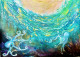 ‘Submerged Symphony: Rare Glass Octopus Unveiled Under Shining Waves’ (ART-8271-106609) - Handpainted Art Painting - 12in X 9in