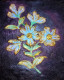 Golden Flower Introduced To A Blushing Blue N Green Colour (ART-16210-106848) - Handpainted Art Painting - 8in X 9in