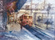 The Train (ART-5995-106947) - Handpainted Art Painting - 15in X 11in