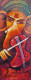 Ganesha Painting- Musical1 (ART-3319-106941) - Handpainted Art Painting - 12in X 30in