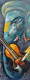 Musical Ganesha Painting (ART-3319-106940) - Handpainted Art Painting - 12in X 30in