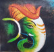Ganesha Painting (ART-3319-106973) - Handpainted Art Painting - 16in X 16in