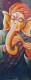 Ganesha Painting- Musical7 (ART-3319-106968) - Handpainted Art Painting - 12in X 30in