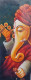 Ganesha Painting- Musical4 (ART-3319-106952) - Handpainted Art Painting - 12in X 30in