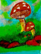 Mushrooms In The Green Forest (PRT-16419-107395) - Canvas Art Print - 23in X 30in