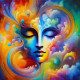 Ethereal Visions Of Krishna (PRT-15697-107846) - Canvas Art Print - 42in X 42in