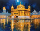 Golden Temple Painting In Night View (ART-3319-108224) - Handpainted Art Painting - 36in X 30in