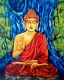Gautam Buddha Sitting Under A Tree Acrylic Painting (ART-8034-108263) - Handpainted Art Painting - 16in X 20in