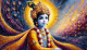 Krishna’s Golden Radiance: A Celestial Dance Of Color And Texture (PRT-15697-108357) - Canvas Art Print - 60in X 34in
