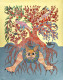 Lion Under Tree Gond Art Canvas Painting (ART-16567-108441) - Handpainted Art Painting - 23in X 30in