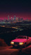 Classic Car On Hilltop Overlooking City Lights (PRT-16659-108482) - Canvas Art Print - 17in X 30in