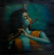 Krishna With Flute (ART-3512-108506) - Handpainted Art Painting - 16in X 18in