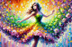 Dancing In The Rain: A Spirited Twirl Beneath Sunset Hues (PRT-15697-108580) - Canvas Art Print - 60in X 40in