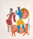 Shepherd Couple With Animal Gond Art Canvas Painting (ART-16567-108573) - Handpainted Art Painting - 35in X 42in