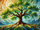 Tree Of Life: Strength, Growth, And Nature’s Eternal Beauty In A Vibrant Abstract Form (PRT-15697-108617) - Canvas Art Print - 60in X 45in