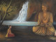 Gautam Buddha And A Monk (ART-976-108650) - Handpainted Art Painting - 40in X 30in