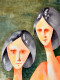 On Cloud Nine"-(230)-Feminism, Women Faces & Emotions, Original (ART-15639-108808) - Handpainted Art Painting - 10in X 15in
