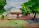 Vinoba Kutir, Gandhi Ashram Ahmedabad (ART-16750-108914) - Handpainted Art Painting - 14in X 10in