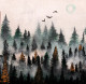 Twilight Trees With Golden Glow (ART-16761-108952) - Handpainted Art Painting - 12in X 12in