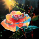 Radiant Rose In Dew (ART-16761-108941) - Handpainted Art Painting - 16in X 16in