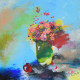 Still Life, (240)- Beautiful Flowerpot Abstract (ART-15639-108965) - Handpainted Art Painting - 20in X 20in