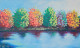 Autumn Garden Trees (242)- Dreamland Landscape Abstract (ART-15639-108967) - Handpainted Art Painting - 30in X 18in