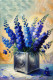 Regal Vibrance: Delphiniums In Silver Elegance (PRT-15697-109069) - Canvas Art Print - 40in X 60in