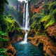 Water Fall (PRT-16612-109098) - Canvas Art Print - 12in X 12in
