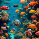 A Sea Of Fishes (PRT-16612-109201) - Canvas Art Print - 18in X 18in