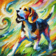 Vibrant Echoes: Abstract Expression Of A Beagle Mid-Bark In Tricolor Splendor (PRT-15697-109366) - Canvas Art Print - 30in X 30in