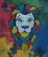 COLORFUL LION VECTOR (ART-1538-109315) - Handpainted Art Painting - 18in X 22in