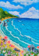 "Serene Coastal Landscape Painting With Vibrant Flowers And Waves – Perfect Beach Decor (ART-16784-109395) - Handpainted Art Painting - 8in X 11in