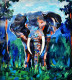 The Tusker. (ART-16821-109542) - Handpainted Art Painting - 12in X 14in