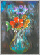 Multi Coloured Flower Pot (ART-16844-109804) - Handpainted Art Painting - 8in X 11in