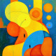 Harmonious Palette With Mystical Figures#4 (PRT-15842-109956) - Canvas Art Print - 60in X 60in