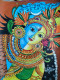 Sivaparvathi Mural (ART-16739-109892) - Handpainted Art Painting - 10in X 15in