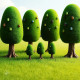 Figurative Trees 001 (PRT-16612-109991) - Canvas Art Print - 24in X 24in