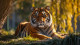 Powerful Bengal Tiger In Sunlight (PRT-8645-109998) - Canvas Art Print - 24in X 13in