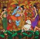 Radha The Flutist (ART-3324-110010) - Handpainted Art Painting - 22in X 37in