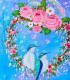 Vibrant Hand-Painted Hummingbird And Floral Wreath Artwork (ART-16784-110068) - Handpainted Art Painting - 14in X 16in