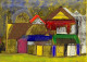 Expressionist Abstract Houses (PRT-16909-110282) - Canvas Art Print - 18in X 13in