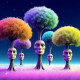 Figurative Trees 001 (PRT-16612-110330) - Canvas Art Print - 24in X 24in