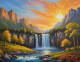 Nature Landscape Scenery Painting With Waterfall (ART-3319-110342) - Handpainted Art Painting - 36in X 30in