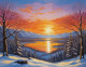 Snowy Sunset View Scenery Landscape Painting (ART-3319-110385) - Handpainted Art Painting - 36in X 24in