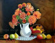 White Flower Pot (ART-8424-110576) - Handpainted Art Painting - 30in X 24in