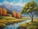 Nature's Heaven Mountains Scenery Landscape Painting (ART-3319-110661) - Handpainted Art Painting - 48in X 24in