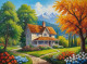 Nature's Heaven Mountains Scenery Landscape Painting (ART-3319-110662) - Handpainted Art Painting - 48in X 24in